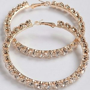 Gold Rhinestone Hoop Earrings